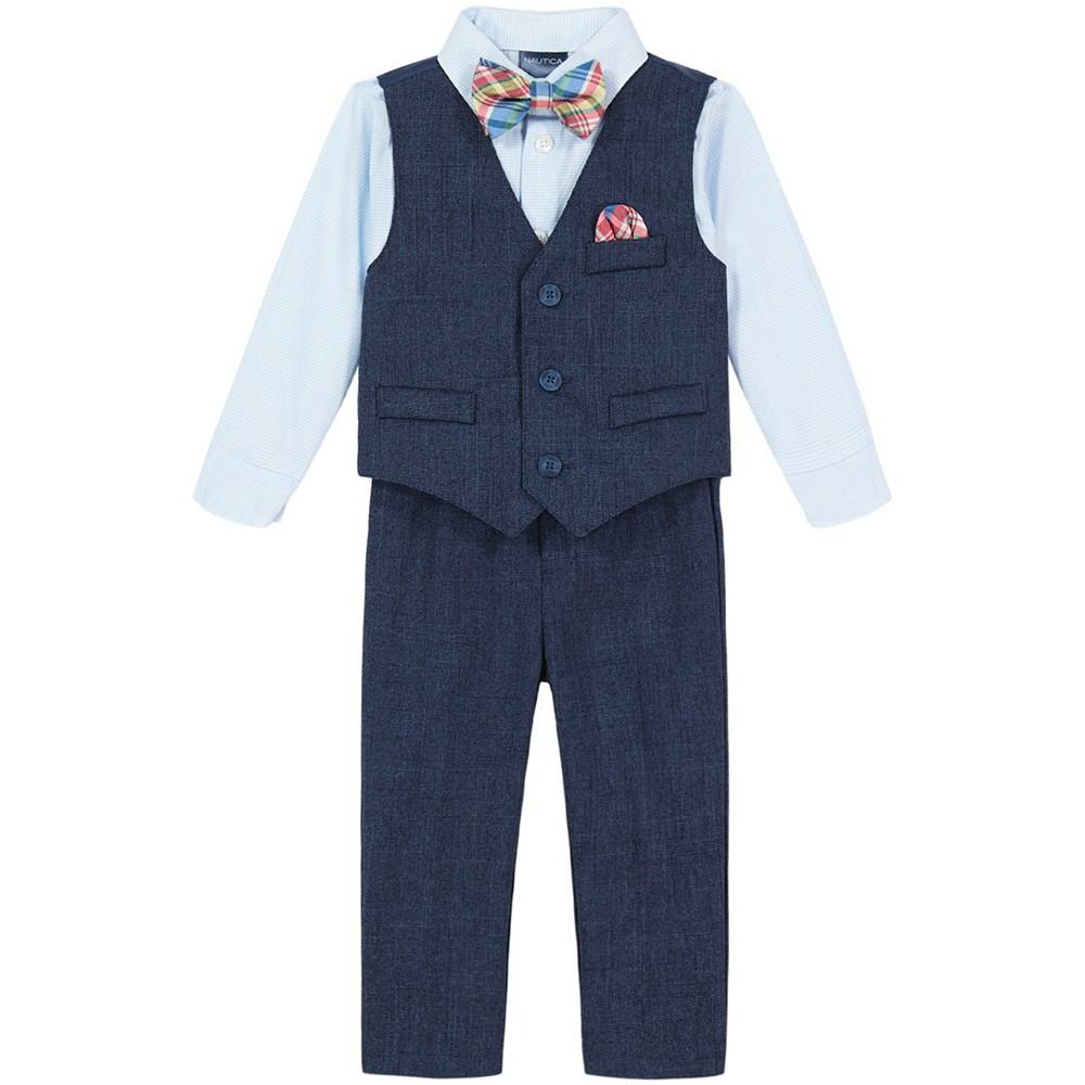 Nautica Baby Boys Striated Shirt, Vest, Bowtie and Pants, 4 Piece Set