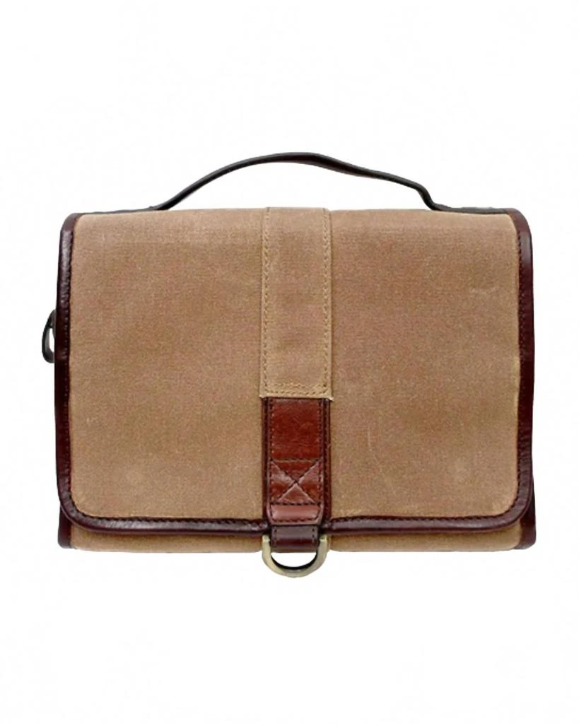 Boconi Men
s Waxed Canvas Hanging Travel Kit In Wheat