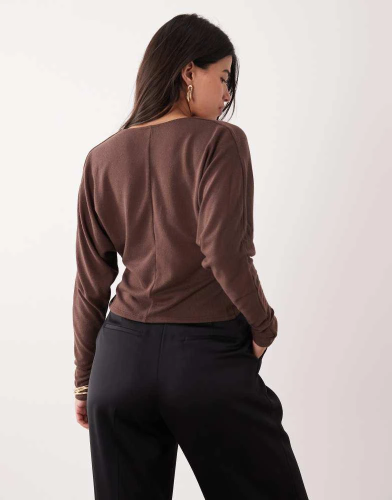 ASOS ASOS DESIGN modal slouchy twist front top in chocolate 3