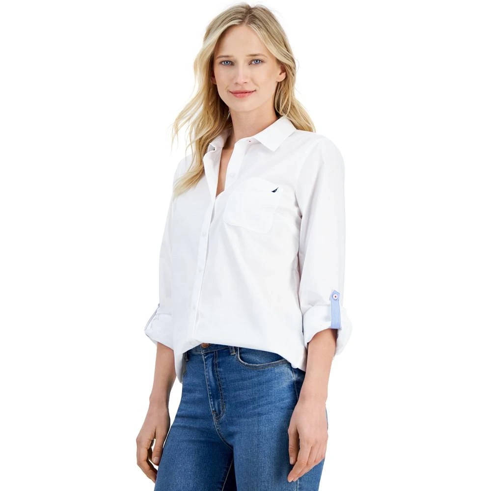 Nautica Jeans Women's Roll-Tab Button-Front Shirt 1