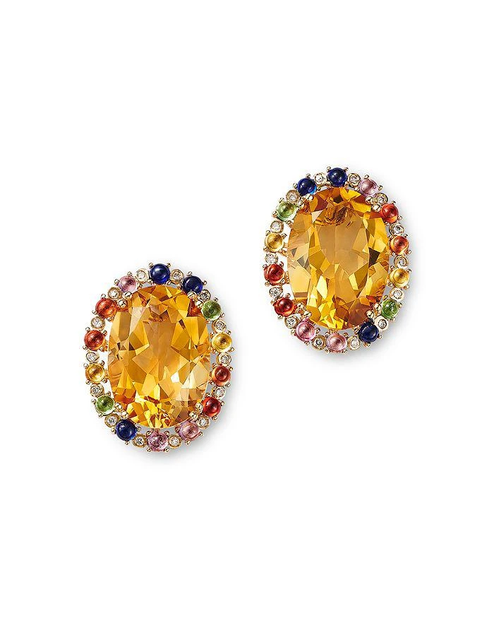 Bloomingdale
s Fine Collection Multi Gemstone 
Diamond Oval Stud Earrings in 14K Yellow Gold