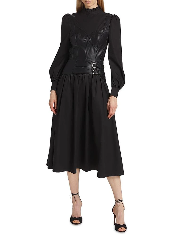 slim fit dress slacks Faux Leather Midi Dress – bebe main image 0