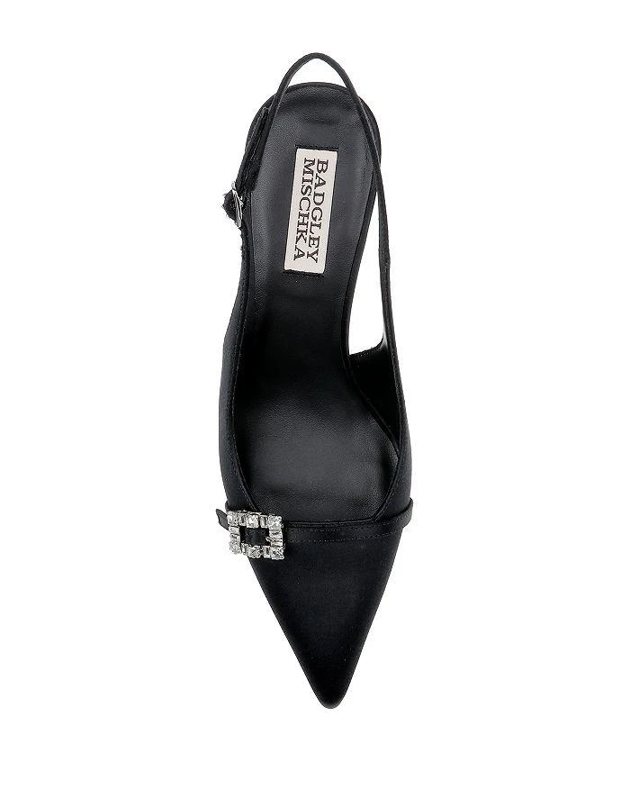 Badgley Mischka Women's Annmarie Pointed Toe Rhinestone Buckle Mid Heel Sandals 3