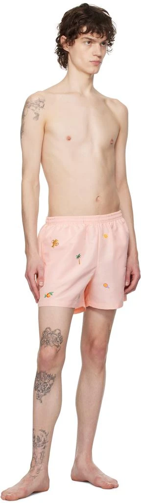 Casablanca Pink Embroidered Motif Swim Shorts 4