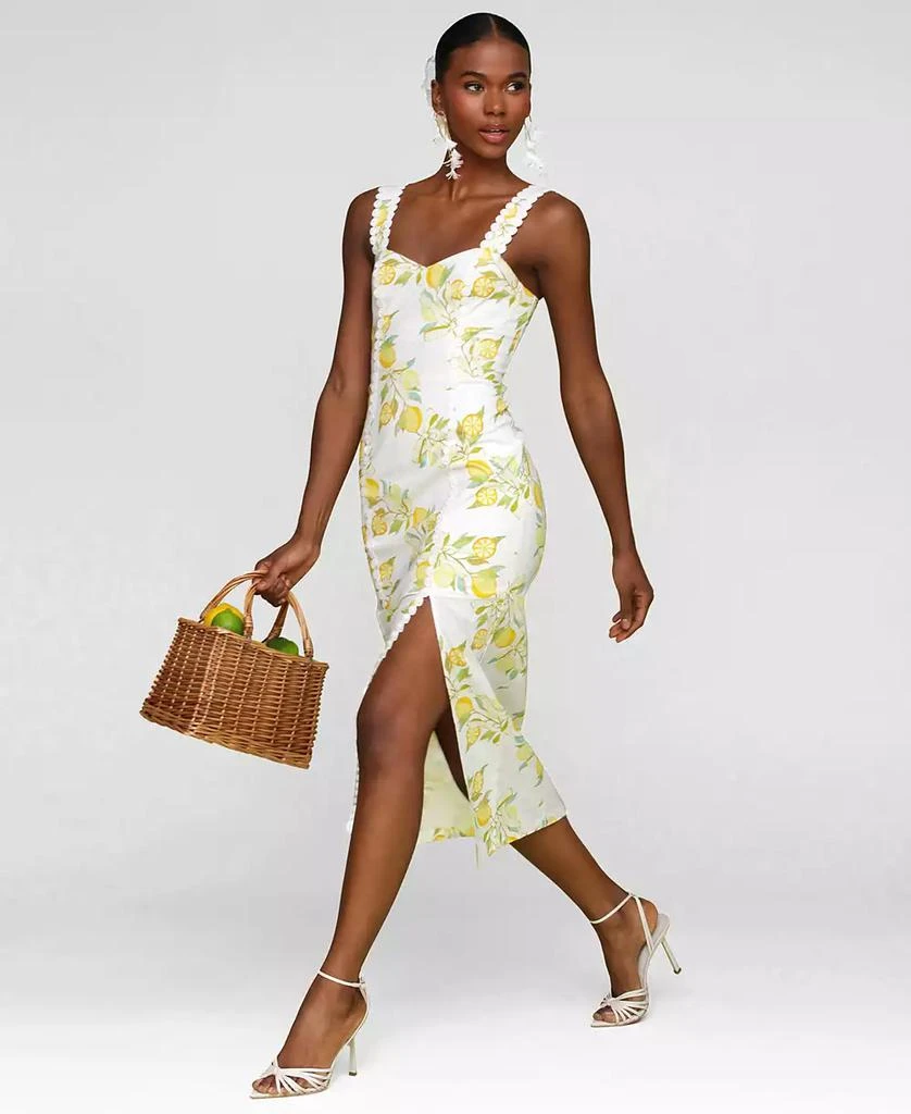 Avec Les Filles Women's Lemon-Print Bodycon Midi Dress 3