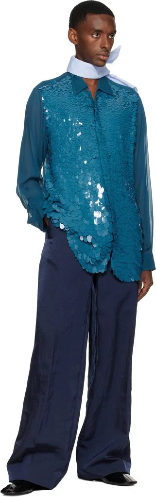 Dries Van Noten Blue Sequinned Shirt 4