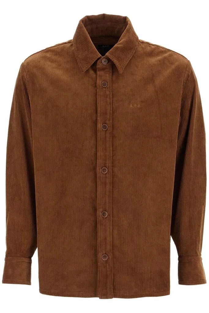 A.P.C. A.P.C. Bobby Logo Embroidered Corduroy Shirt 1