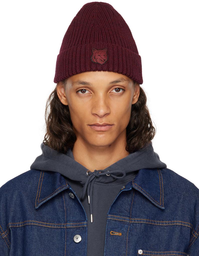 帽子 Maison Kitsune BOLD FOX HEAD BEANIE BOLD FOX HEAD PATCH RIBBED BEANIE | Maison Kitsuné