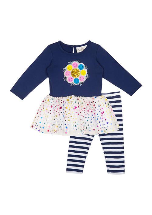 Rare Editions Editions Baby Girls Long Sleeve Smiley Face Tutu Set