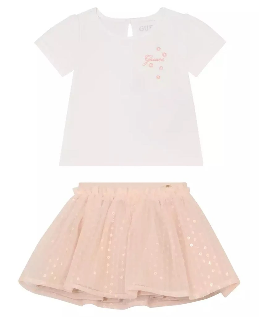 GUESS Baby Girl 2-Piece Short Sleeve T-Shirt and Mesh Sequin Skirt 1