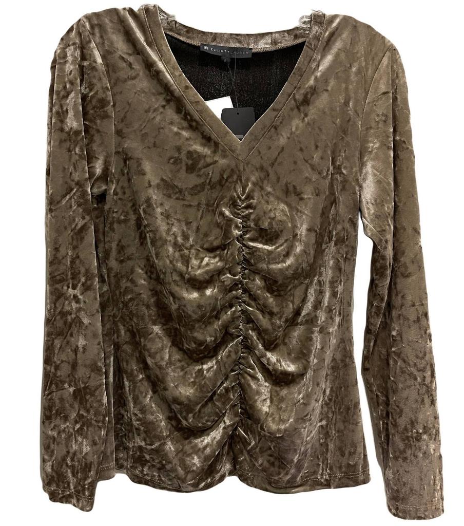 Elliott Lauren Velvet V Neck Top In Champagne