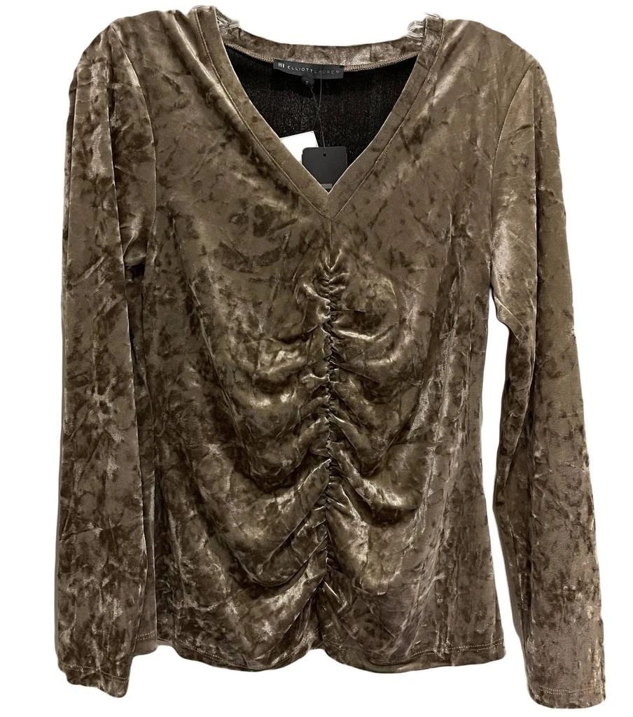 Elliott Lauren Velvet V Neck Top In Champagne 1