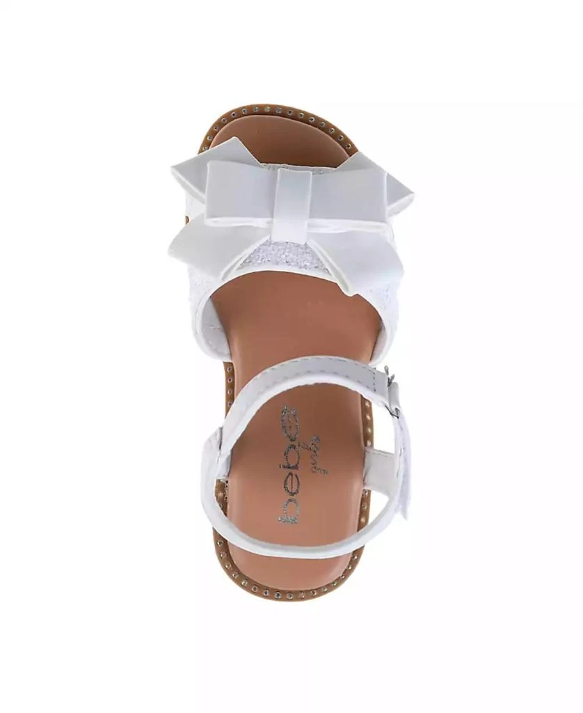 Bebe Toddler Girls Bow and Charm with Rhinestones Sandals 6