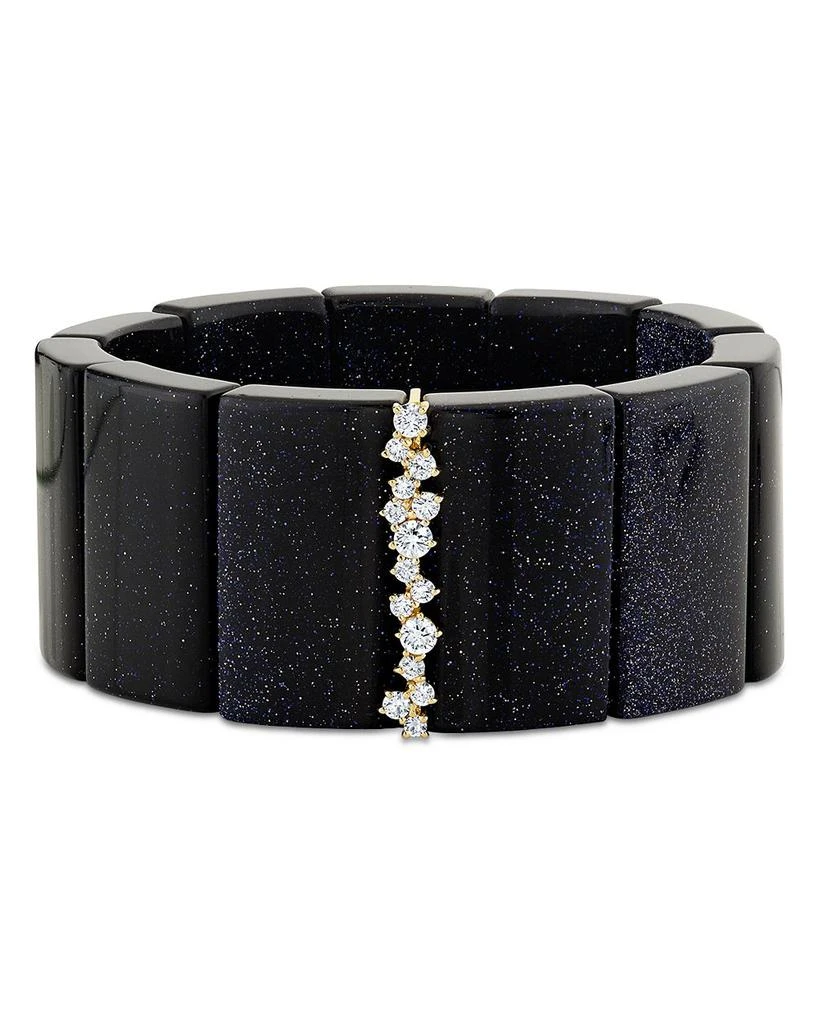 Sydney Evan 14K Yellow Gold Cocktail Diamond 
Blue Goldstone Bracelet 1