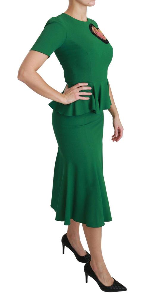 Dolce & Gabbana Dolce & Gabbana  Green Heart Patch Mermaid Midi Viscose Dress