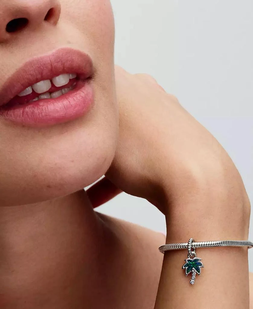 PANDORA Sterling Silver Opalescent Green Palm Tree Dangle Charm 2