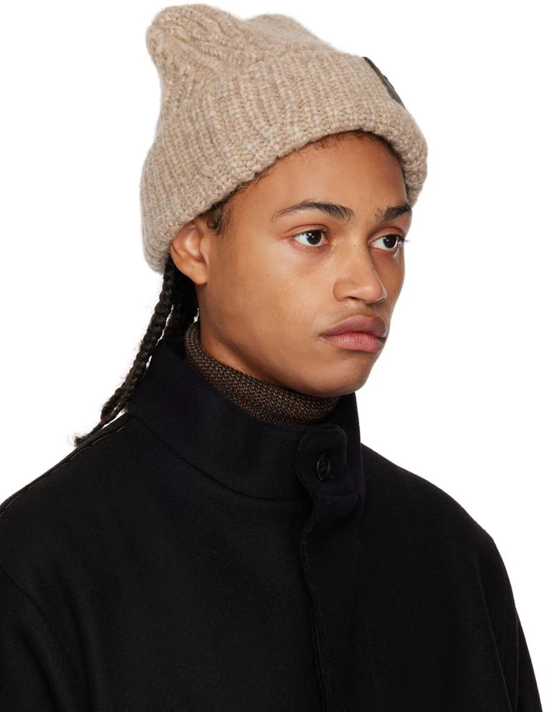 Salvatore Ferragamo Beige Ribbed Beanie 2