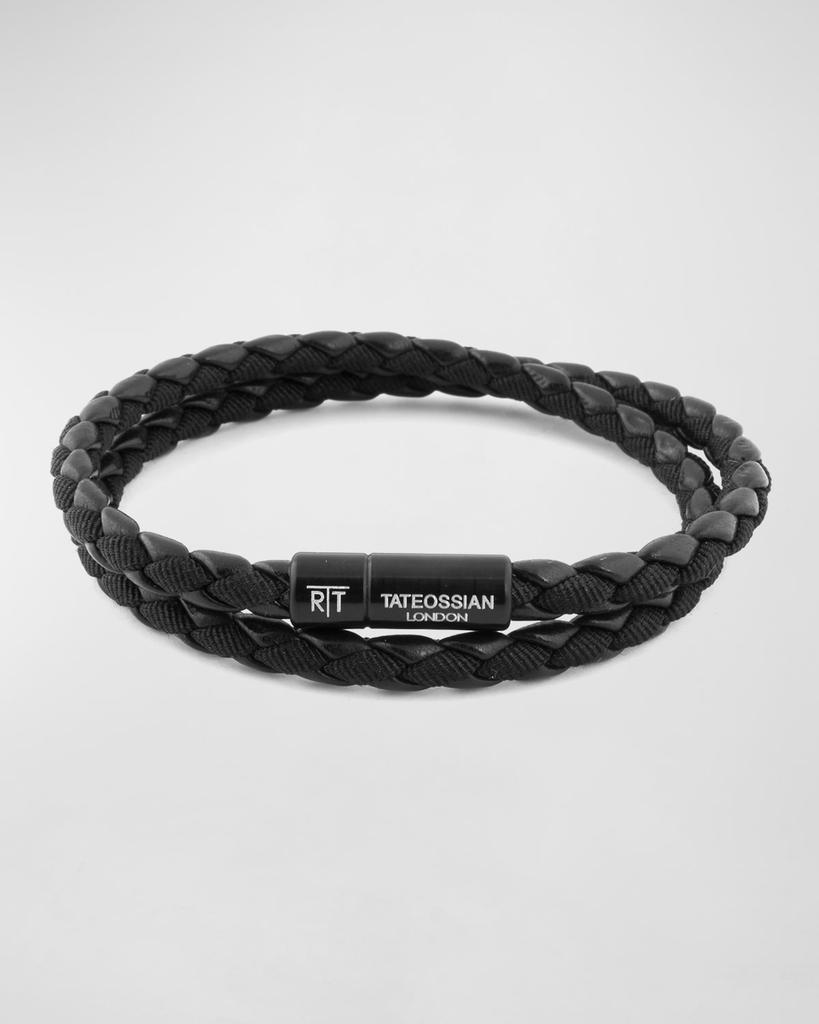 Tateossian Chelsea Double-Wrap Braided Bracelet, Black