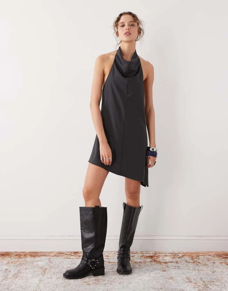 weekday brown dress Weekday Fiona chunky rib knited mini dress in dark brown melange exclu –  ASOS Sample Sale