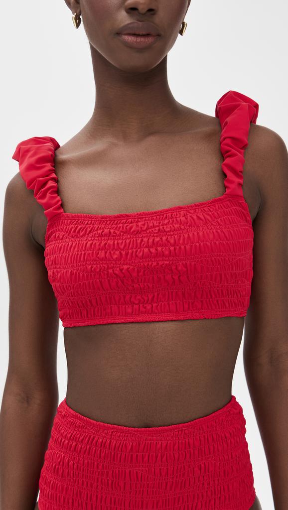 Sea Slone Solid Smocked High Waisted Bikini Bottoms