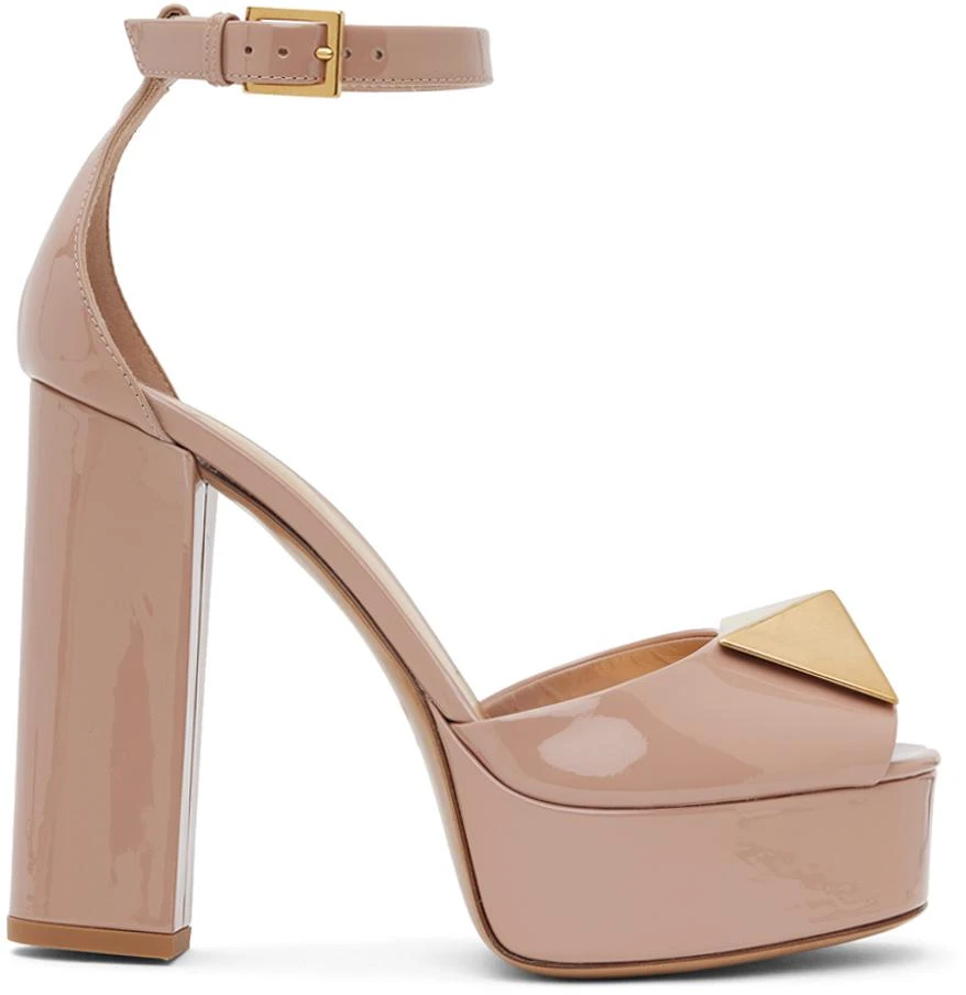 Valentino Beige One Stud Platform Heels 1