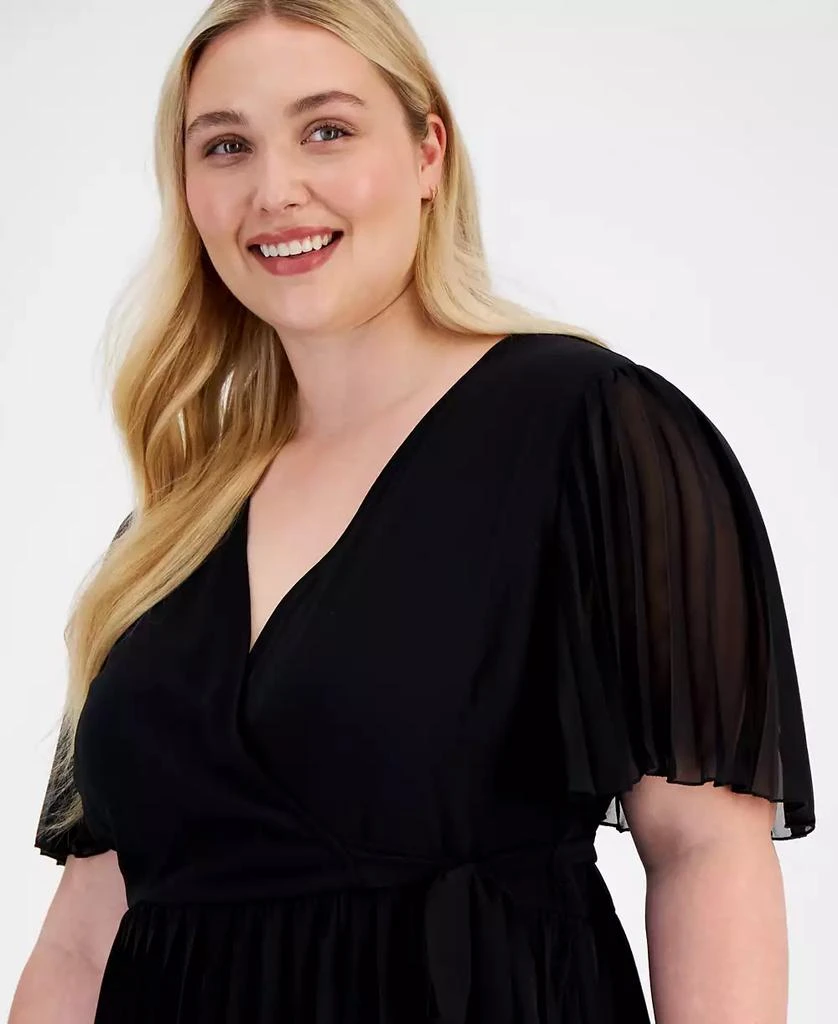 City Studios Trendy Plus Size Pleated Chiffon Midi Dress 3