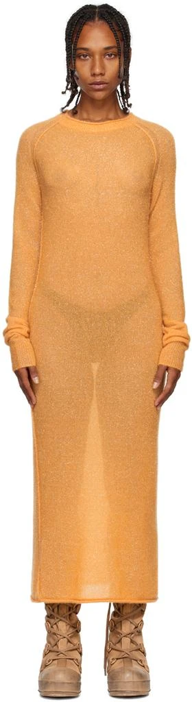 Acne Studios Orange Metallic Thread Maxi Dress 1