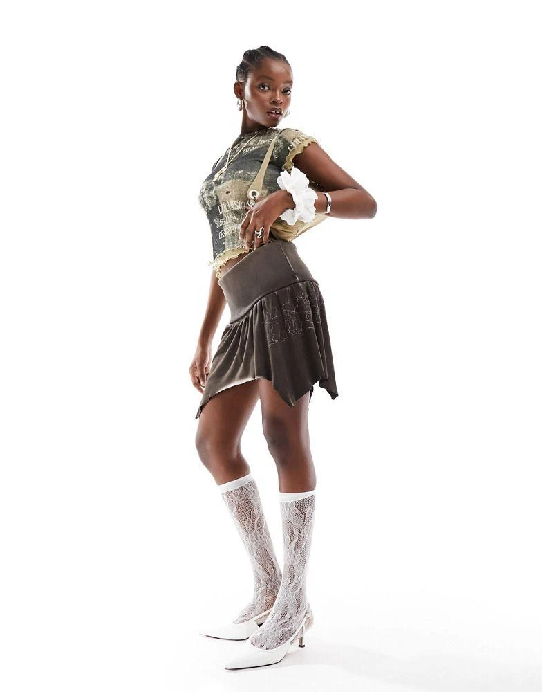 COLLUSION COLLUSION washed mini multi way skirt dress in brown 1