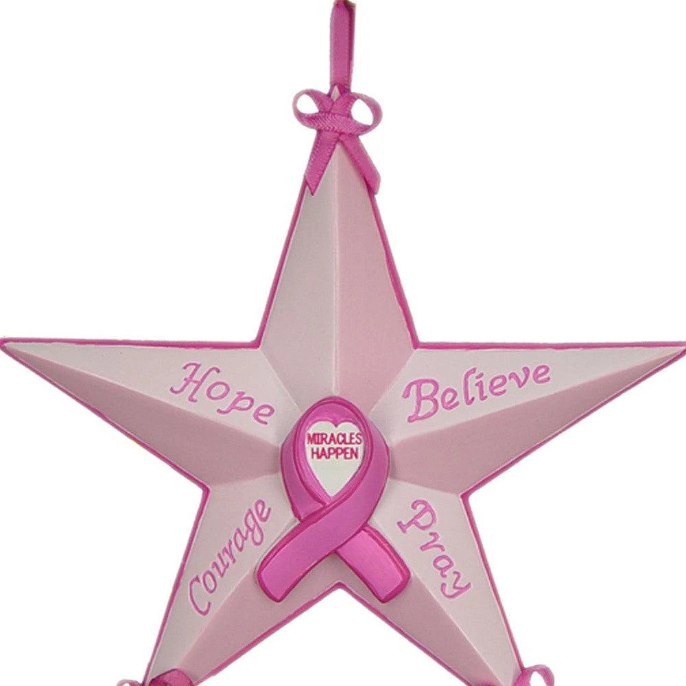 Homezia Set of Six Star Shaped Breast Cancer Awareness Christmas Ornaments 3