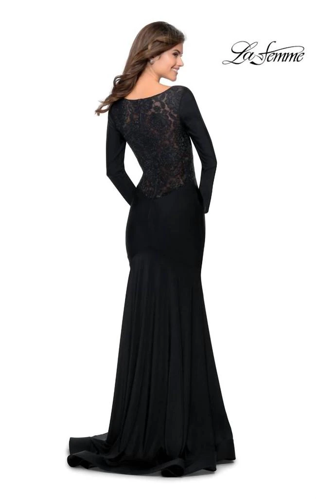 La Femme La Femme - Long Sleeve Evening Gown 3