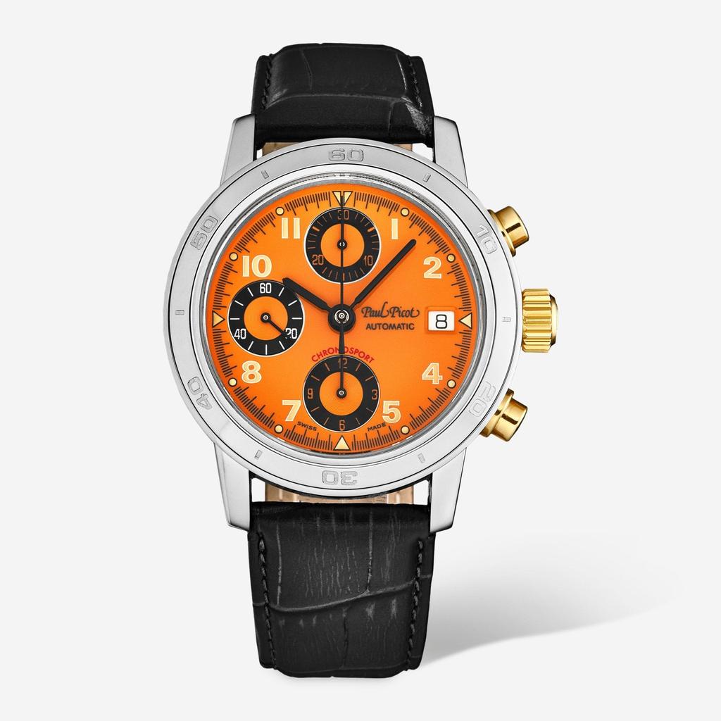Paul Picot Paul Picot Chronosport Chronograph Orange Dial Men's Automatic Watch P7033.20A.935