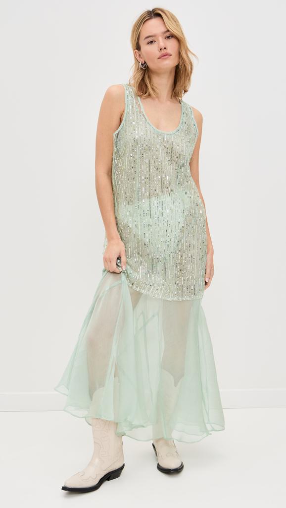 Endless Rose Sequins Overlay Chiffon Maxi Dress