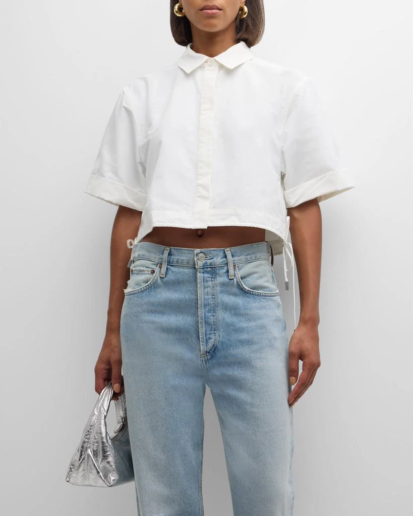 SIMKHAI Ryett Short-Sleeve Cropped Shirt 4