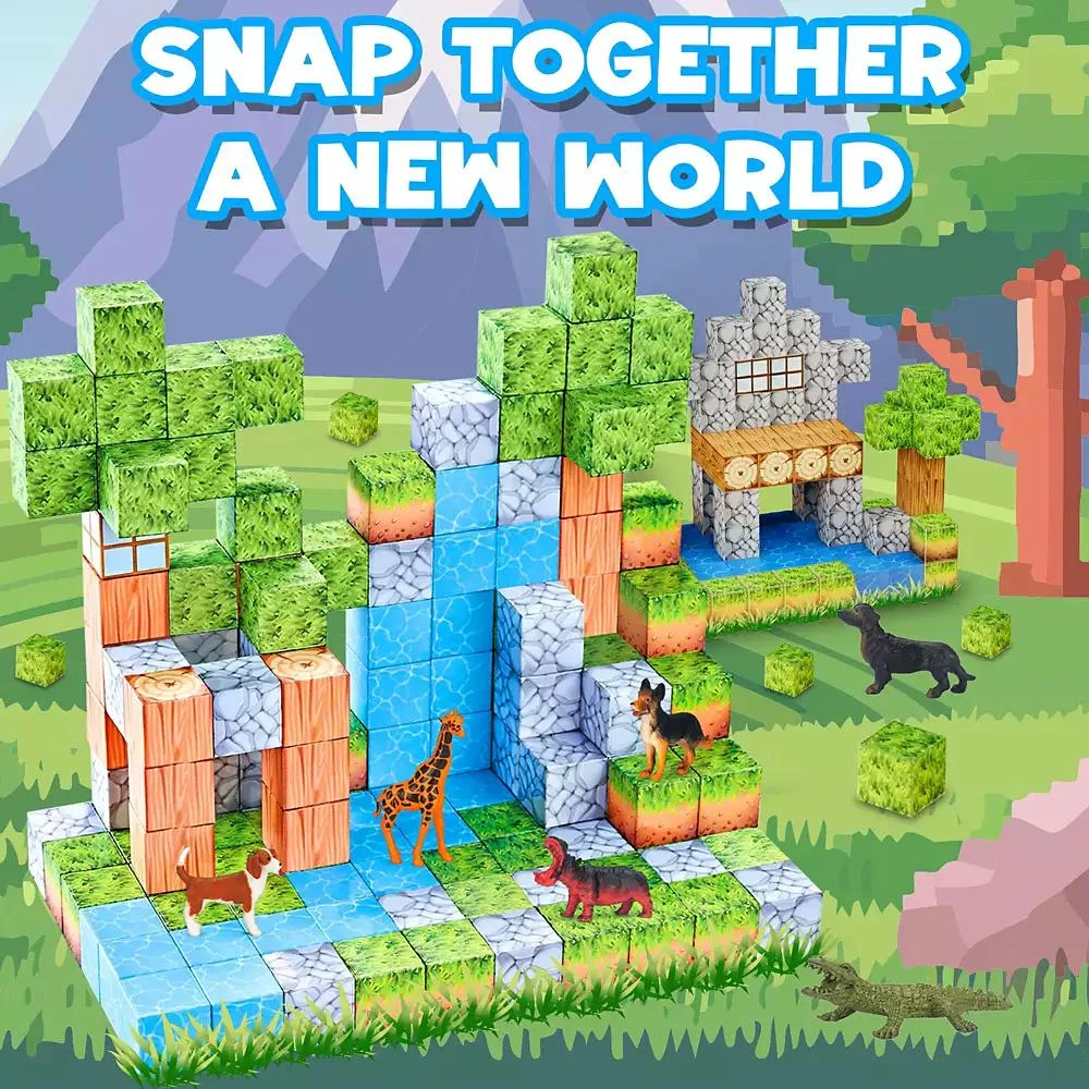 Contixo Magnetic Blocks Building Cubes Game, Sensory Toys – 145 Pieces for Kids Learning, Creative Play, and Motor Skill Development 2