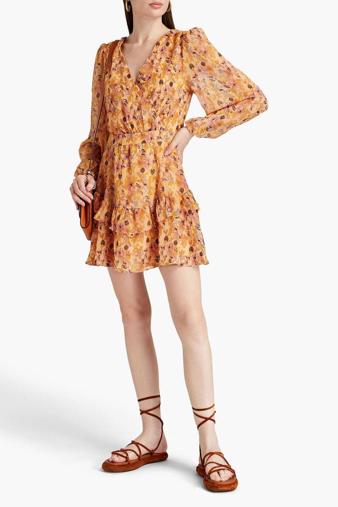 Walter Baker Mishka wrap-effect printed crepon mini dress