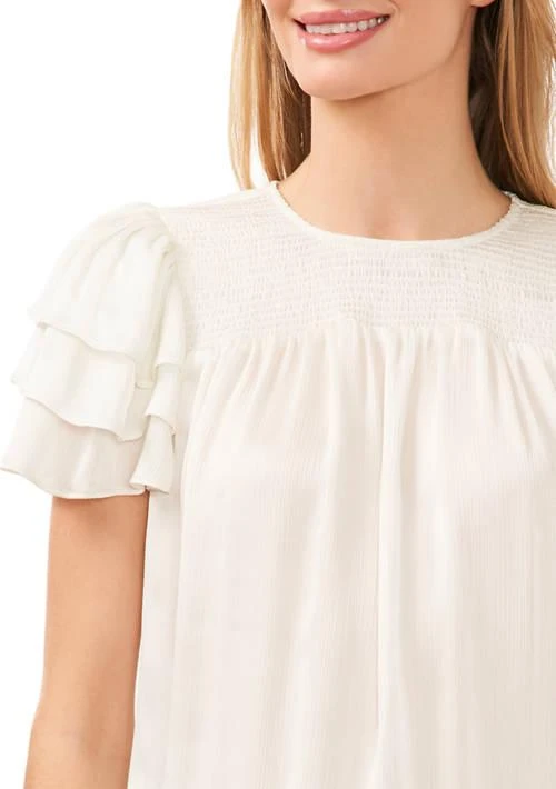 CeCe Womens Flutter Sleeve Solid Blouse 3