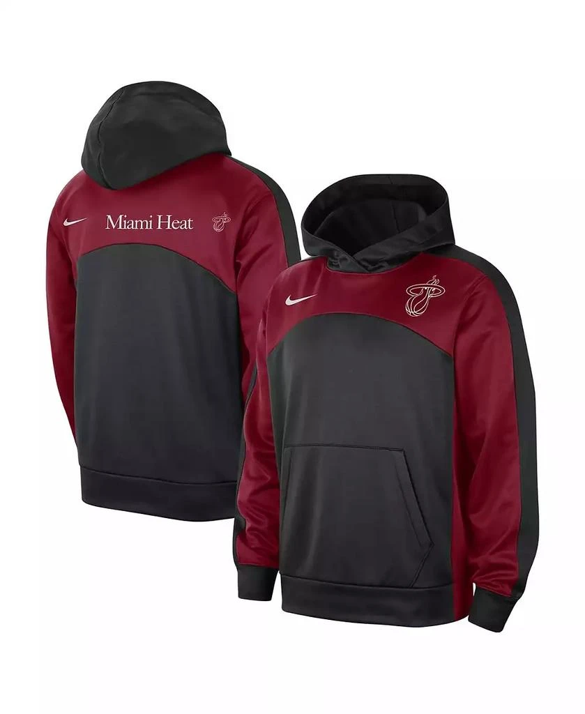NIKE Men's Black, Red Miami Heat Authentic Starting Five Force Performance Pullover Hoodie 1