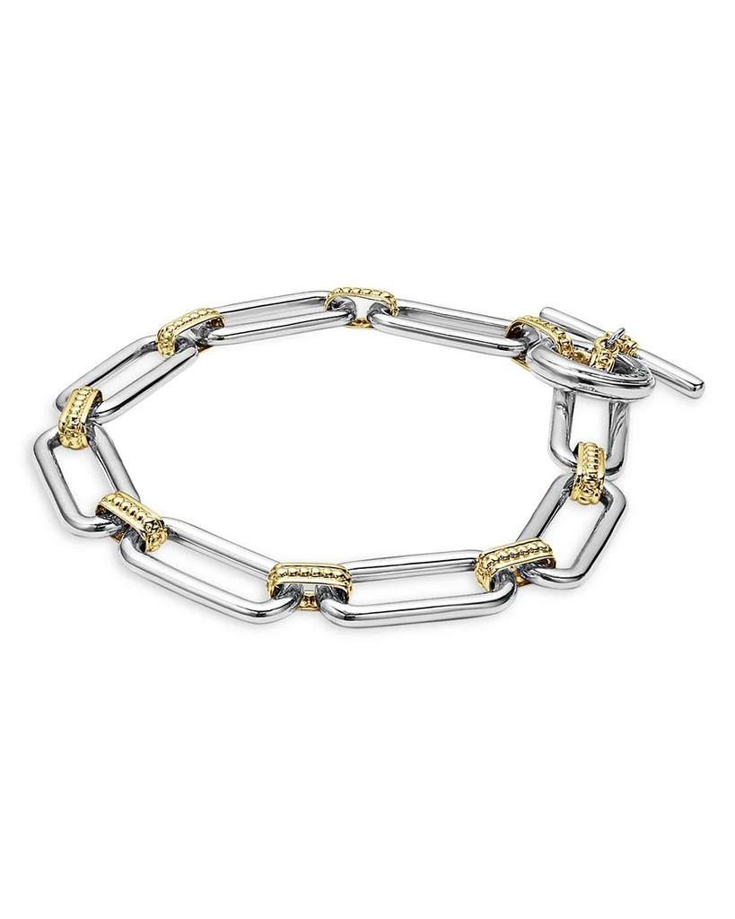 LAGOS 18K Yellow & Sterling Silver Signature Caviar Large Link Toggle Bracelets 3
