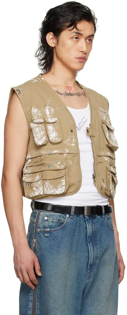 LU'U DAN Beige Painted Denim Vest 2