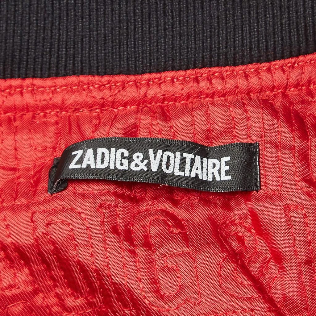 ZADIG & VOLTAIRE Zadig & Voltaire Black Drill Zip-Up Bradley Bomber Jacket S 5