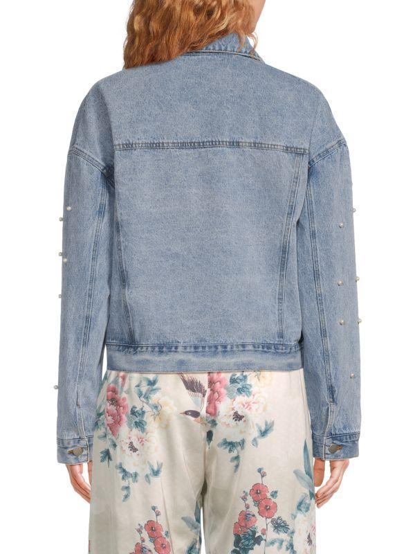 Lea & Viola Simulated Pearl Denim Jacket