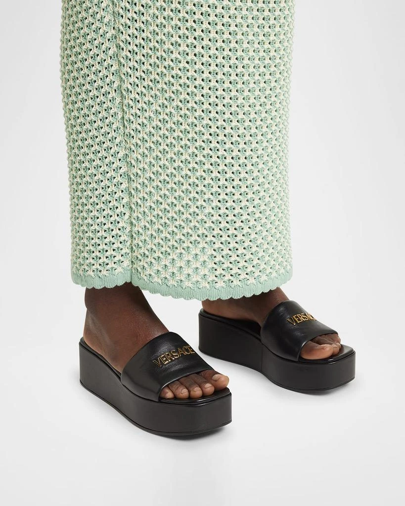 Versace Tag Platform Lambskin Leather Mules 2