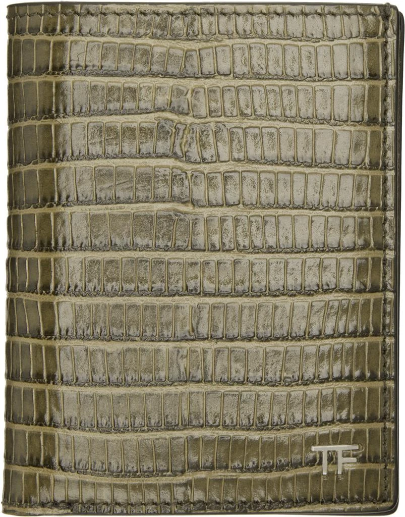 Tom Ford Khaki Small Grain T Line Bifold Card Holder