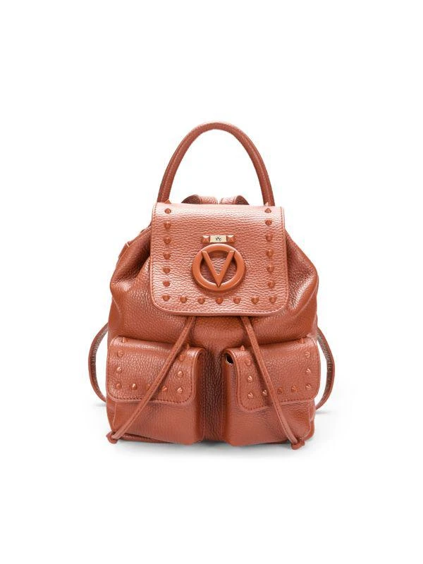 Mario Valentino Abraham Pyramid Stud Logo Leather Backpack 1