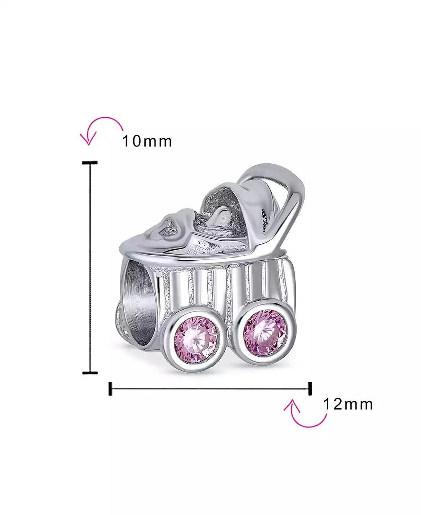 Bling Jewelry Pink Mother To Be Baby Carriage Stroller Charm Bead Sterling Silver 3