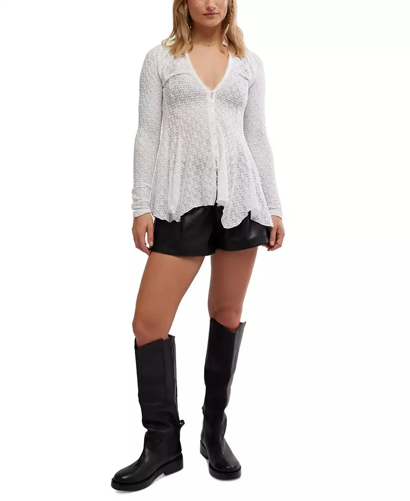 Free People Women's Janey Lace Button-Front Handkerchief-Hem Top 5