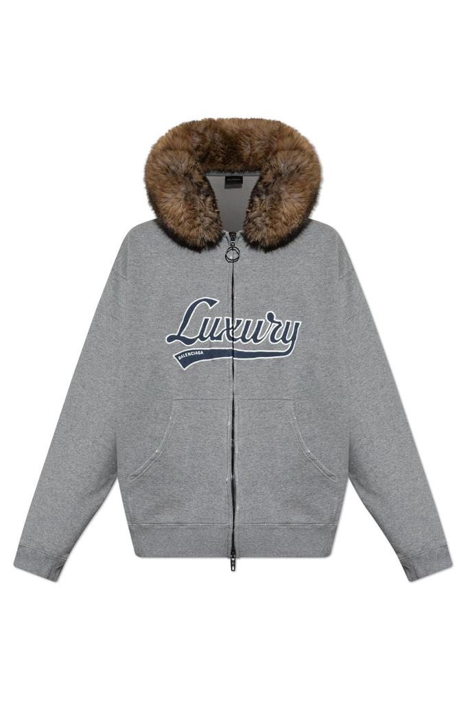 Balenciaga Luxury Script Oversized Zip-Up Hoodie – On Sale Now