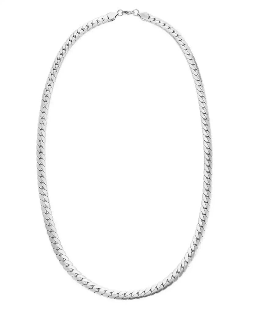ADORNIA Tarnish Resistant Men
s Silver Flat Curb Chain Necklace