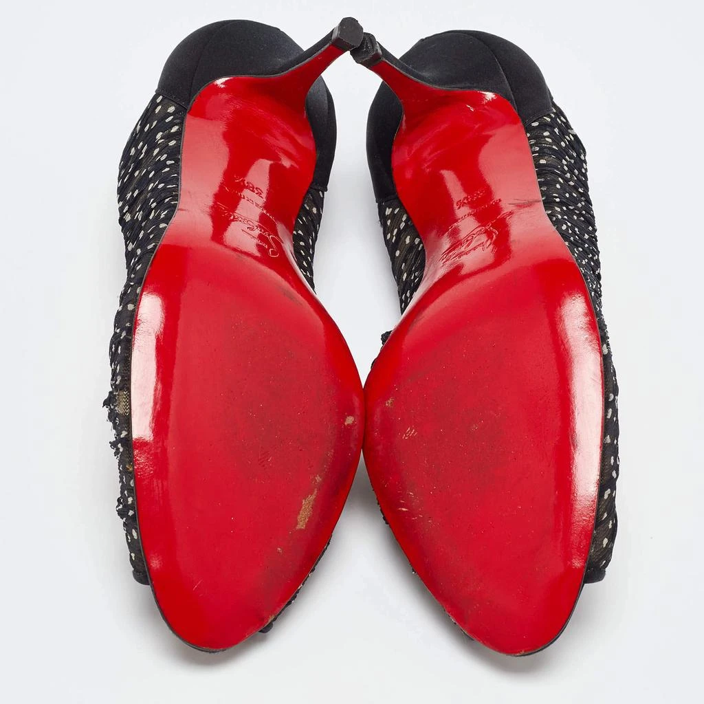 Christian Louboutin Christian Louboutin Black/White Polka Dot Chiffon and Satin Peep Toe Pumps Size 38.5 6