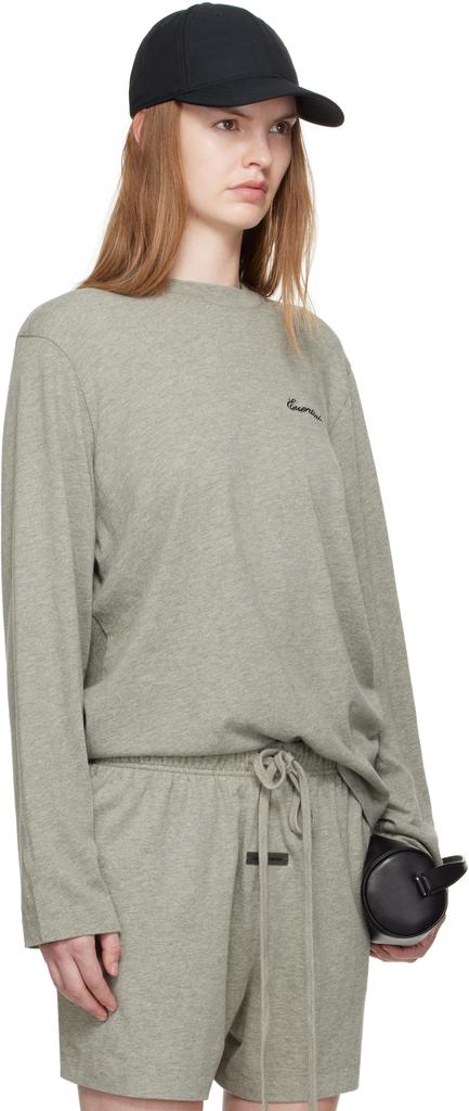 Essentials Gray Classic Fit Long Sleeve T-shirt